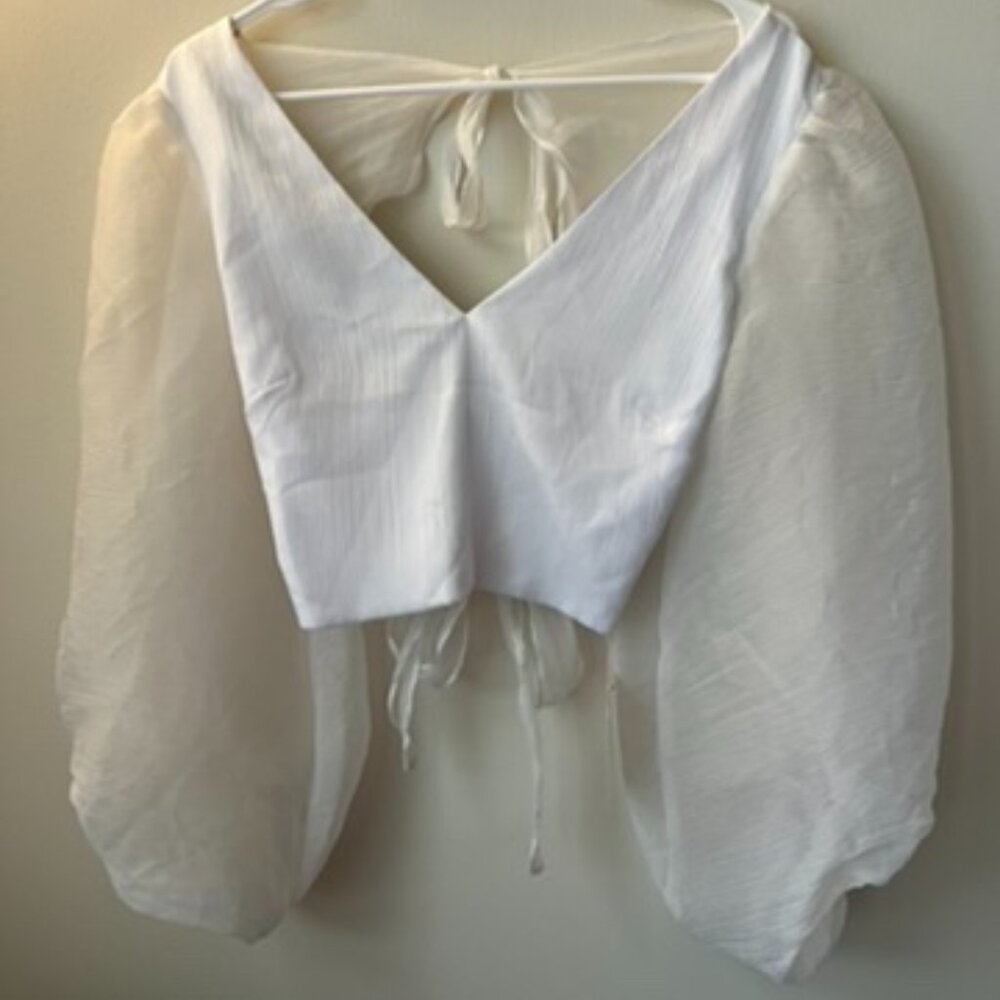 Anthropologie Hutch Puff-Sleeve Tie Blouse